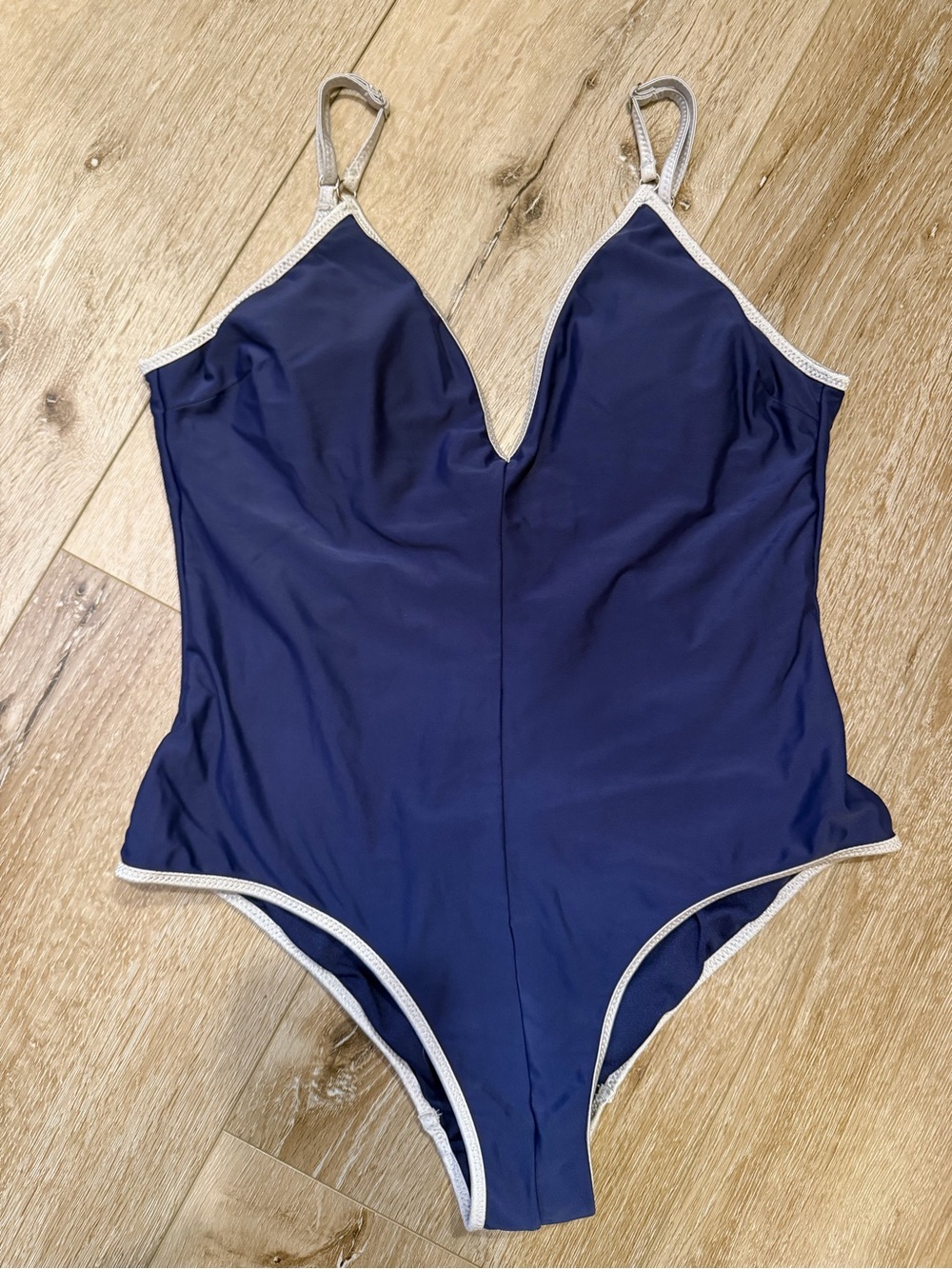 Sam Edelman Navy One-Piece Swimsuit w/ Silver Shimmer Trim